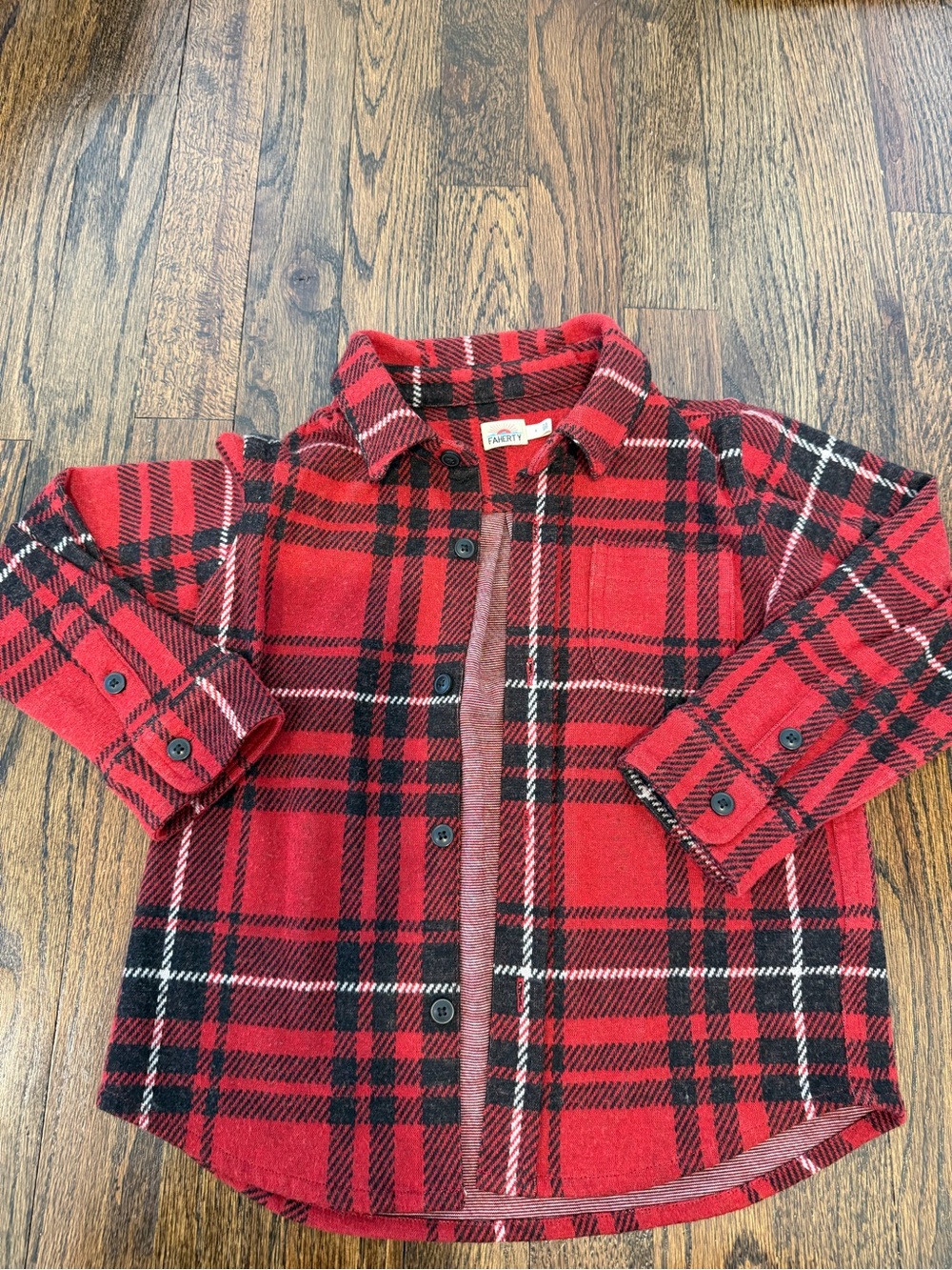 Faherty Kids Red Plaid Button-Up Shirt Jacket -